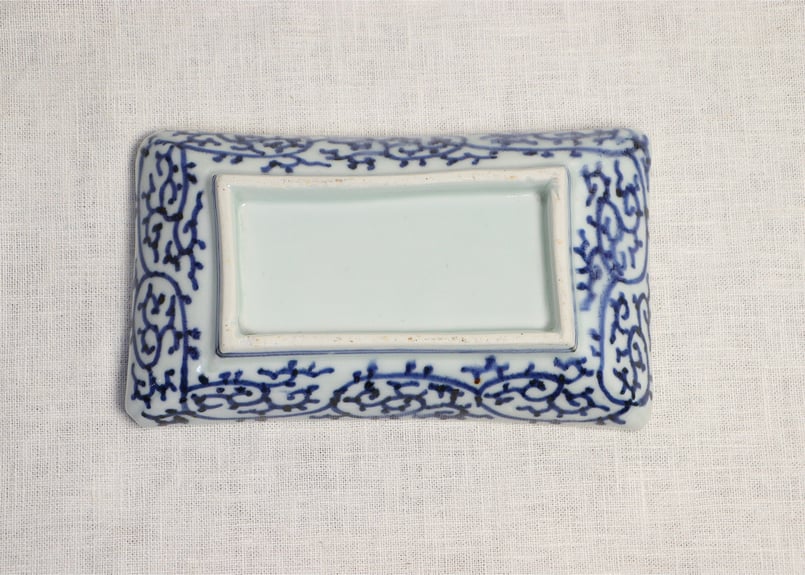 江戸幕末染付微塵唐草文長皿5客組 がたつき | 吉祥寺PukuPuku