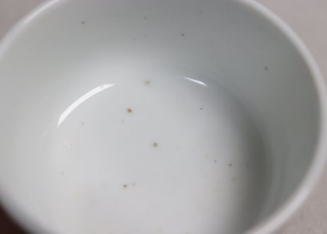 明治前期染付月に鳥図湯呑　黒点,フリモノ