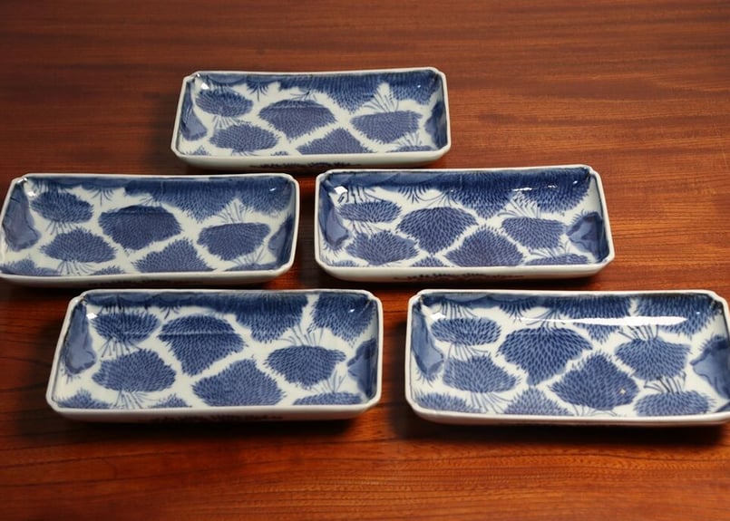 江戸中期型紙摺り竹林図長皿 5客組 | 吉祥寺PukuPuku