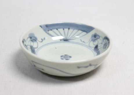 江戸中期染付扇面と巾着図くらわんかなます皿①