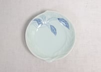 昭和戦前青磁陽刻桃型小皿