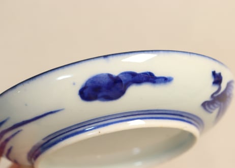 明治前期色絵龍と貝尽くし図小皿①少擦れ