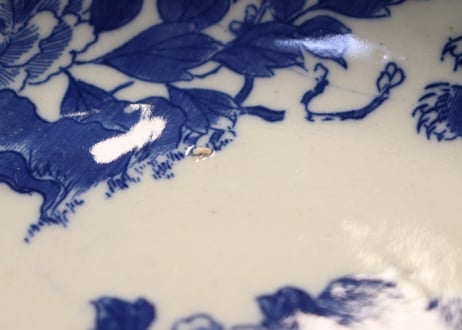 明治後期~大正銅判獅子牡丹図6寸鉢 ノミホツ,ムシクイ