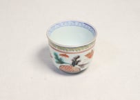 明治前期色絵牡丹唐草と蝶図向付　釉剥げ