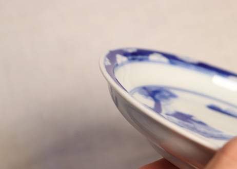 明治後期～大正染付いかだ人物図5寸皿