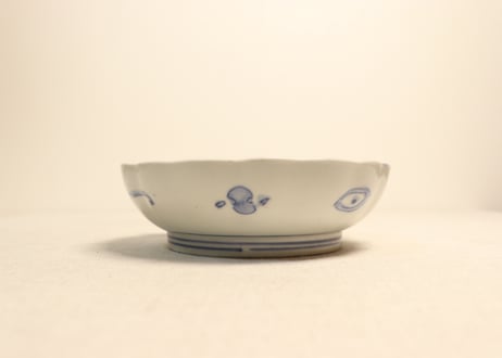 明治前期色絵桃に牡丹と七宝文なます皿②　ノミホツ