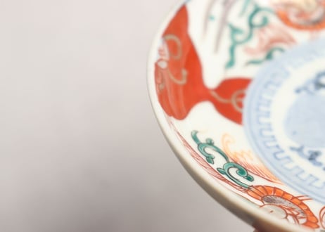 明治前期色絵鳳凰図小皿 窯傷