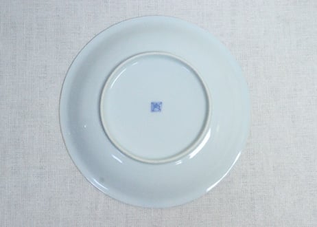 大正～昭和戦前染付総柄牡丹図通り物6寸皿