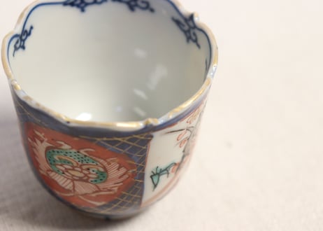 明治前期色絵牡丹と梅図のぞき