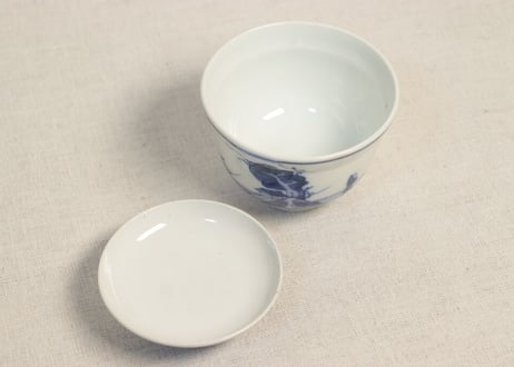 大正~昭和戦前染付山水つぼ碗