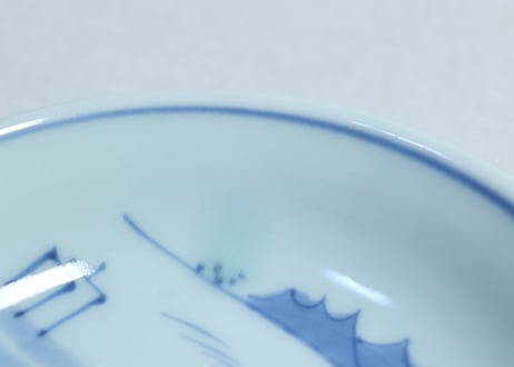江戸幕末染付漁師図なます皿