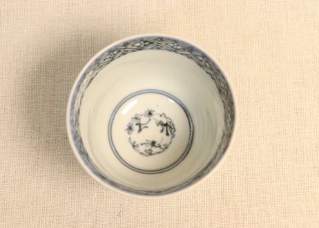 江戸後期色絵三方に青海波図向付② 高台小ニュウ