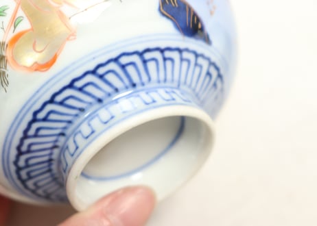 明治前期色絵高砂図通り物飯茶碗