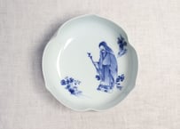 明治後期～大正染付人物図三弁小鉢