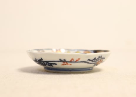明治前期色絵山水図通り物豆皿