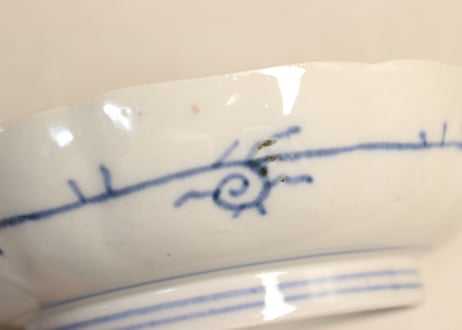 明治前期色絵桜と万年青図通り物なます皿