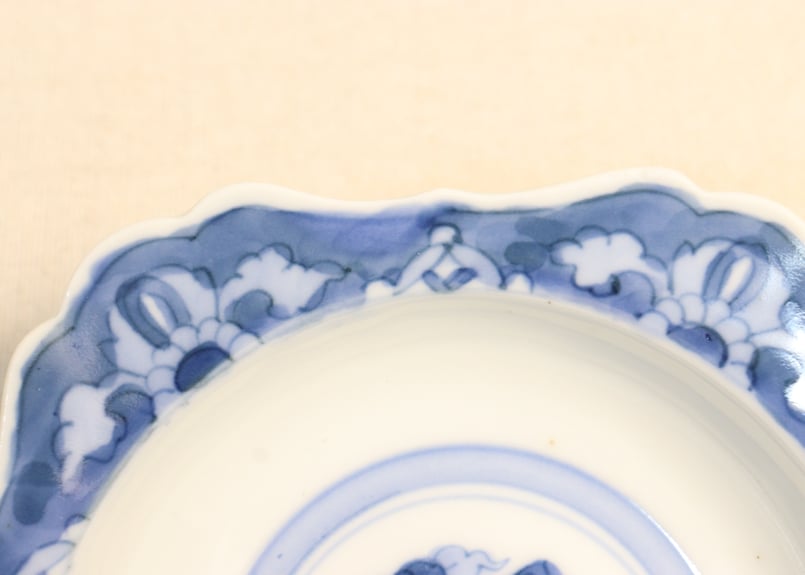 明治後期～大正染付花図五弁鍔縁5寸深皿 | 吉祥寺PukuPuku