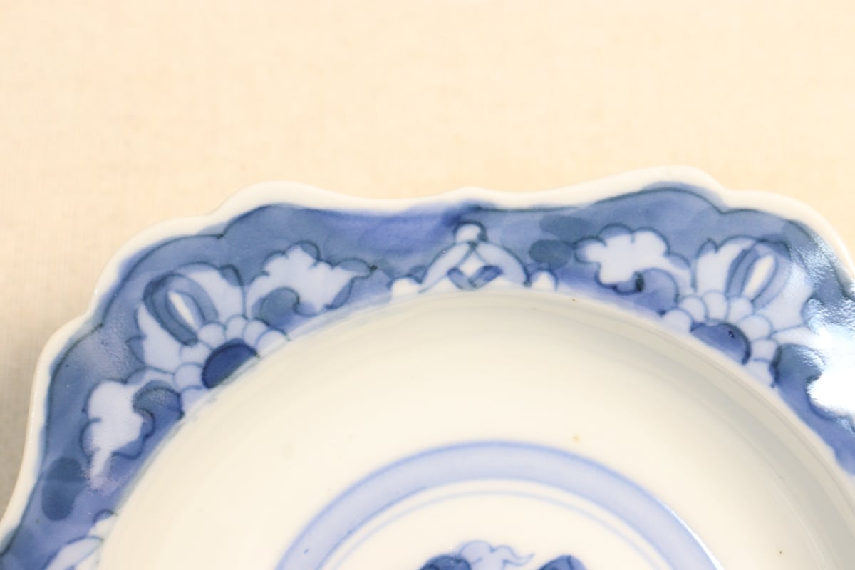 明治後期～大正染付花図五弁鍔縁5寸深皿 | 吉祥寺PukuPuku