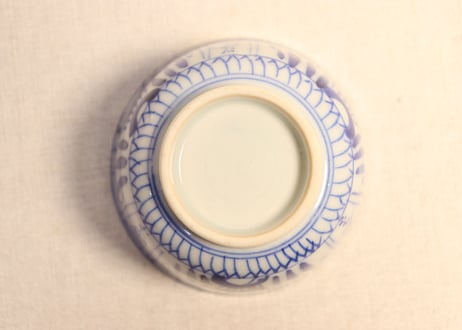 明治前期染付三方に菖蒲図向付