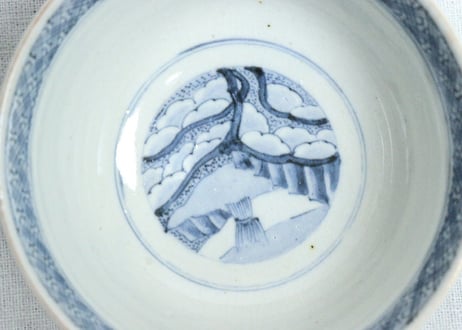 明治前期色絵福良雀図飯茶碗　甘手