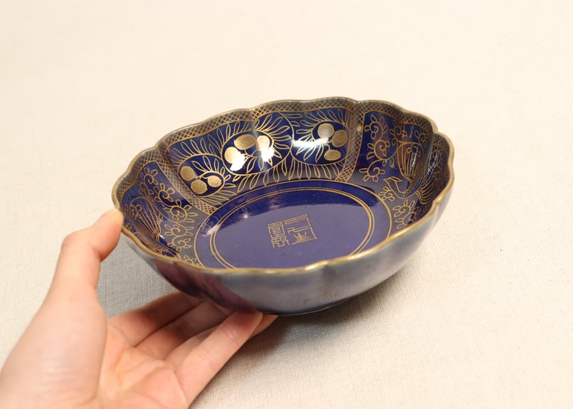 江戸幕末瑠璃釉金彩鳳凰と花図通り物なます皿 | 吉祥寺PukuPuku