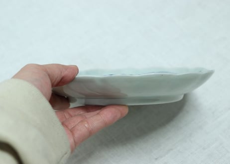 江戸後期染付柳に牡丹図6寸皿