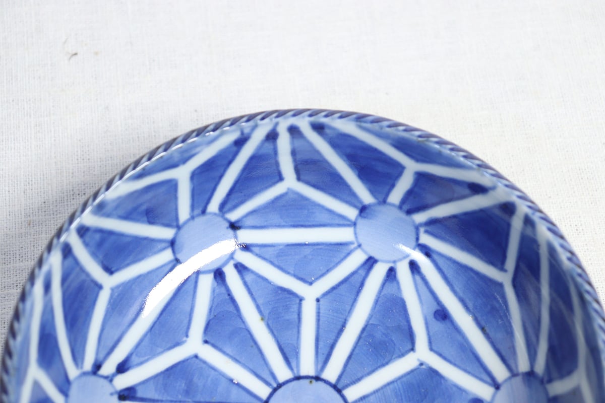 江戸後期染付麻葉図春寒鉢 ニュウ，金継ぎ用 | 吉祥寺PukuPuku