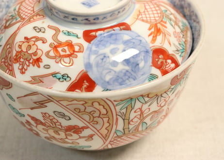 明治前期色絵竹梅と桐通り物飯茶碗①フリモノ