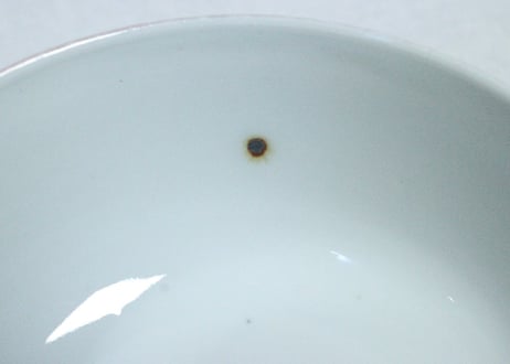 明治前期色絵菊と蝶図蒸茶碗　フリモノ