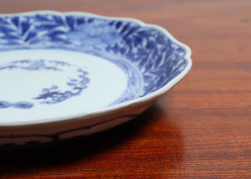 藍柿 牡丹葉唐草文 輪花深皿 藍柿桐散し文中皿 元禄 1688-1704頃 元禄