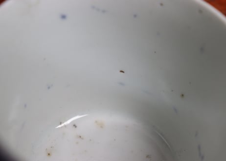 江戸中期染付氷裂に撫子図猪口②窯傷,フリモノ