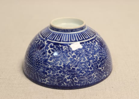 明治前期紙刷菊図蓋茶碗