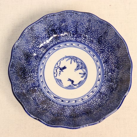 みじん唐草大皿 染付印判微塵唐草大皿28cm