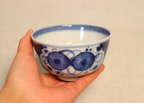 江戸幕末染付鼓図蓋茶碗