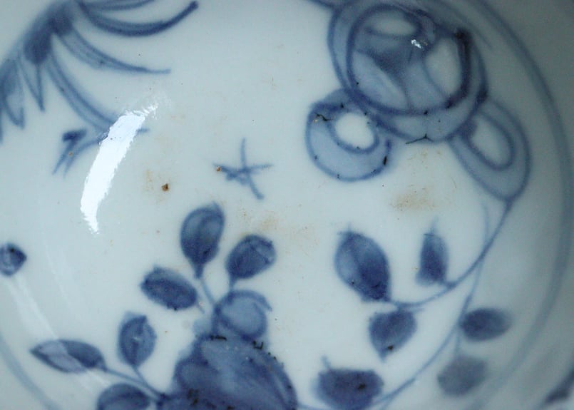 中国呉須染付草花図小椀 5客組 小ホツ,ニュウ | 吉祥寺PukuPuku