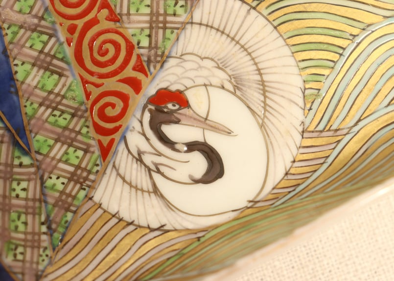 1吉向松月 若松布目皿 2真葛香斎作糸の絵菓子皿 2点セット 共箱付き