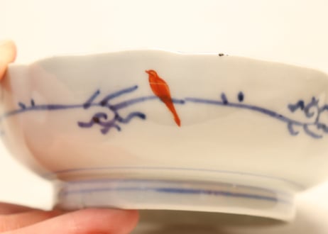 明治前期色絵流水に桔梗と宝図なます皿