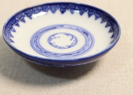 明治前期紙刷六方に花図飯茶碗