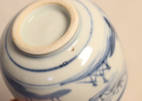 江戸幕末染付山水図向付 窯傷,フリモノ
