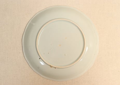 江戸幕末染付扇面に山水図７寸皿