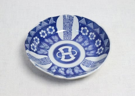 明治後期～大正銅判福寿草図なます皿　ノミホツ