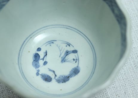 江戸幕末染付蛸唐草文向付 ノミホツ