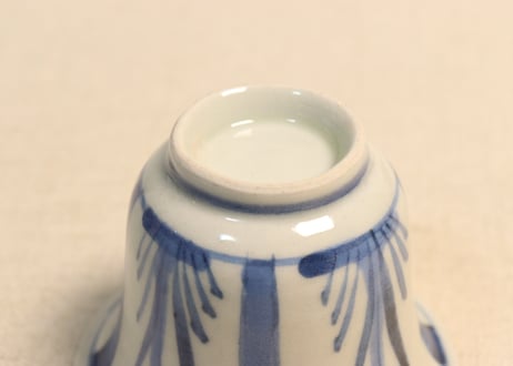 江戸幕末染付水仙図端反り向付② フリモノ,僅かにかたつき