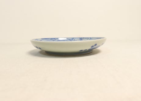 江戸幕末線描き草花図5寸皿②　かたつき