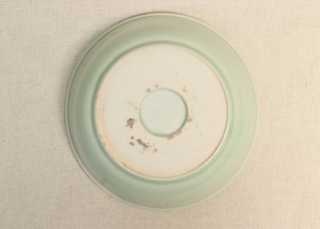 江戸後期青磁染付格子に桃図春寒鉢①