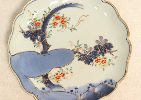 江戸中期色絵桐に蔦花図7寸皿①