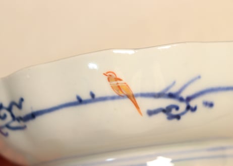 明治前期色絵流水に桔梗と宝図なます皿