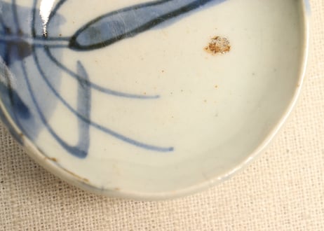 江戸後期染付巾着図豆皿③少甘手