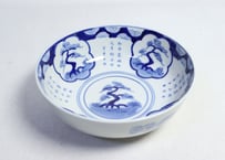 大正～昭和戦前ゴム判松と漢詩図7寸鉢