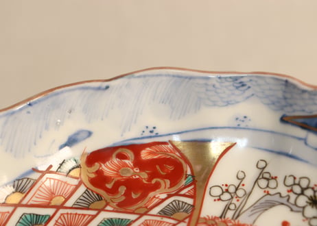 明治前期色絵柴垣に梅と龍図通り物なます皿②ノミホツ